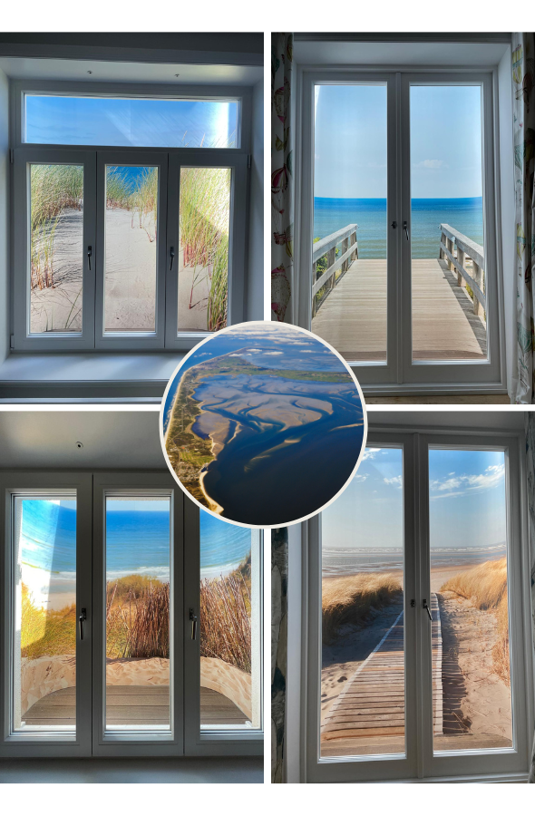 Lichtschächte Keller Sylt – Bild mit dekorativer Platte im Keller-Lichtschacht